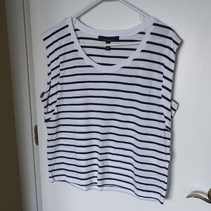 White House Black Market Black and White Striped Muscle Tee